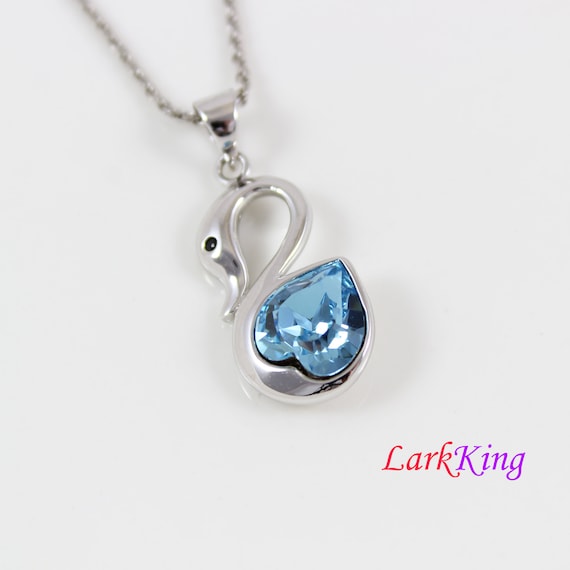 Swarovski blue swan necklace deals
