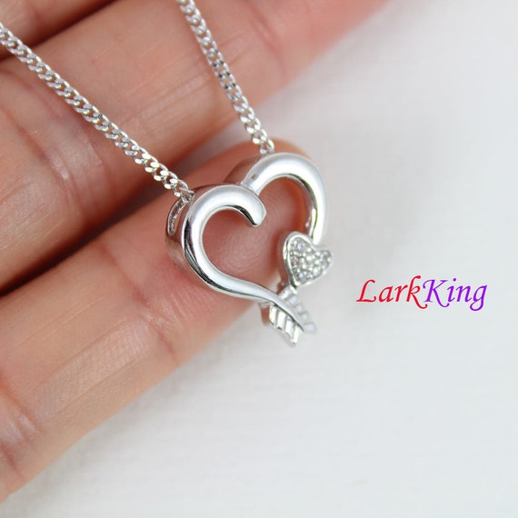 Sterling Silver Arrow Heart Necklace Arrow Necklace Heart