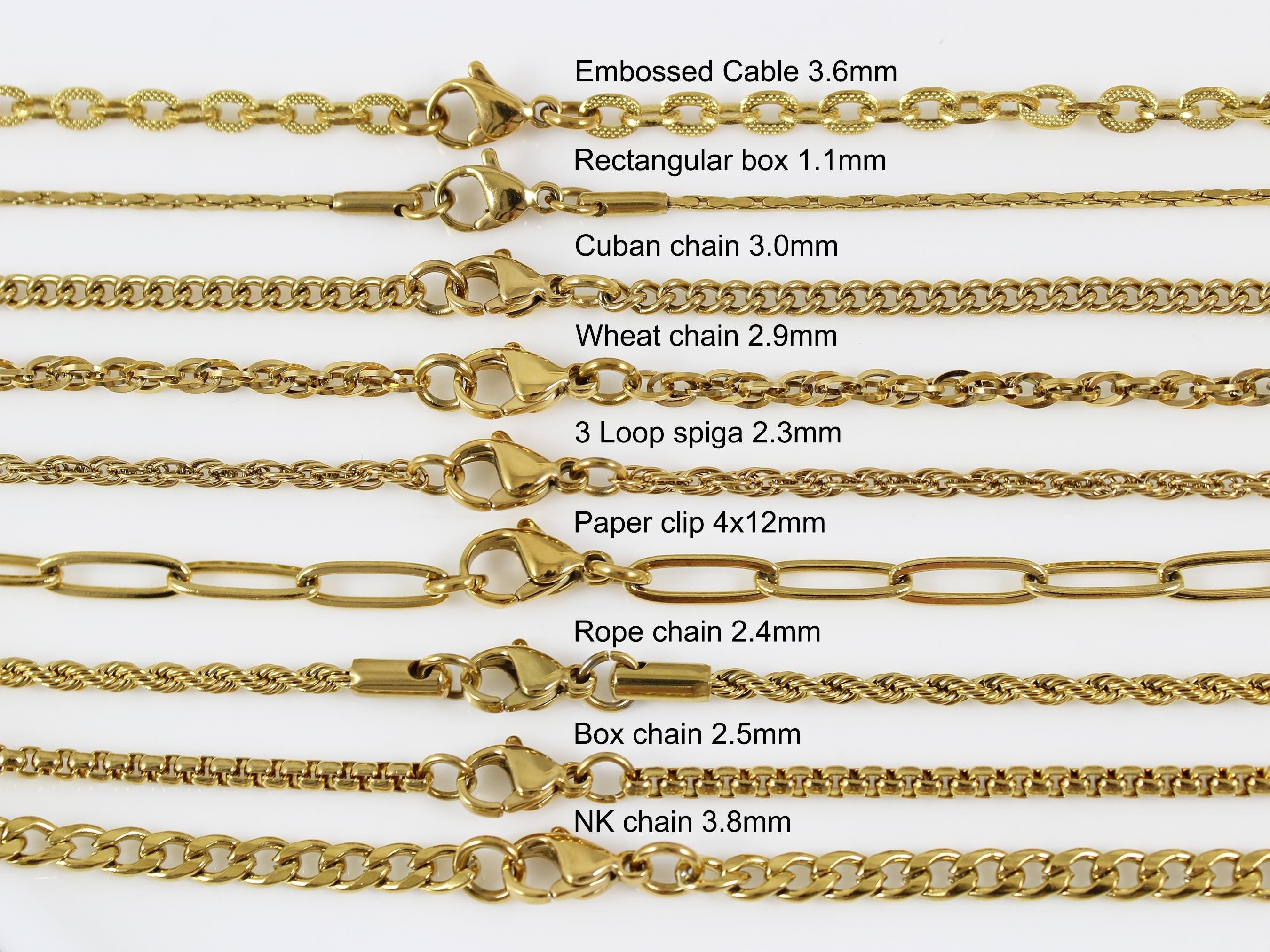 18K Gold Filled Stainless Steel Necklace Chain, Spiga Chain, Rope