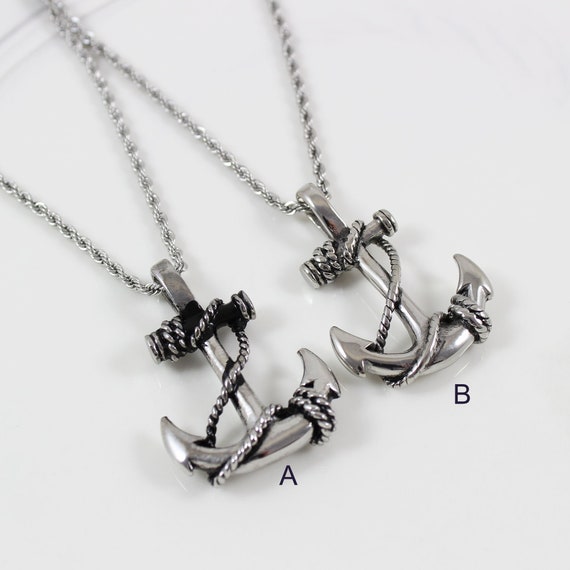 Double sided anchor rope necklace, nautical necklace, rope anchor pendant, sailor necklace, men necklace, graduation gift, LK7027