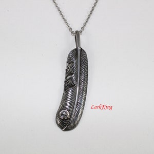 Feather Flight Charm, Nature Charm, Double-Sided Feather Necklace, Flying Dove Feather Charm, Bird Feather Necklace, LarkKing NE7063