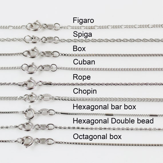 Sterling Silver Necklace Chain Chain Necklace Silver Necklace for Women Silver  Chain for Men Rope Figaro Box Chain Spiga Cuban Chain 