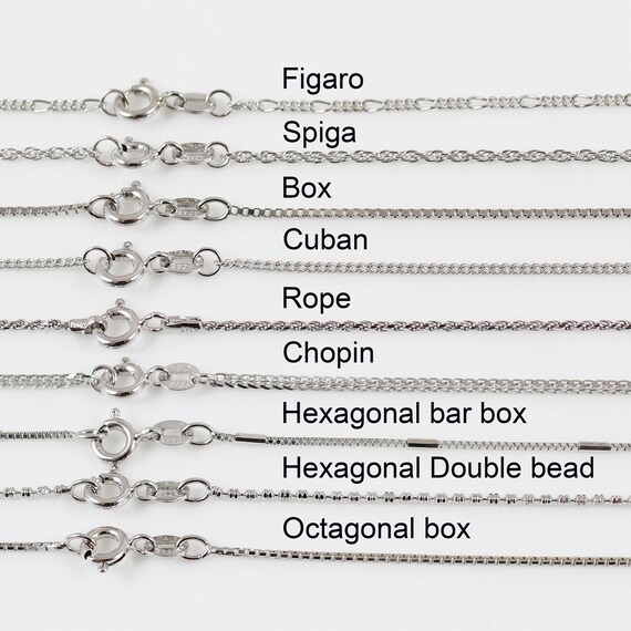 Sterling Silver Necklace Chain Chain Necklace Silver Necklace for Women Silver  Chain for Men Rope Figaro Box Chain Spiga Cuban Chain 