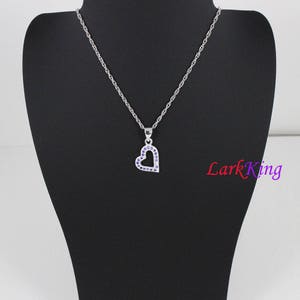 Sterling silver heart necklace, zircon crystal heart pendant, heart necklace women, heart for girl, fine jewelry, valentine&#39;s gift, LK9212