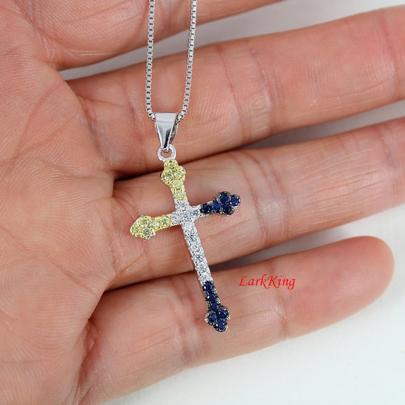 Sterling Silver Cross Necklace Cross Necklace Girls Cross Etsy
