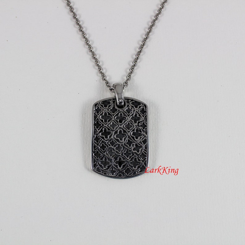 Four Leaf Clover Lattice Pendant Dog Tag Pendant Latticed Geometric Shapes Necklace NE7068