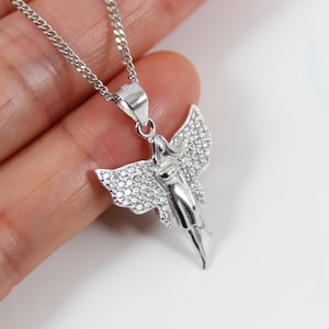 Sterling silver fairy necklace, silver fairy pendant, silver fairy charm, fairy necklace for women, fairy for girls, fairy gift, LK13016