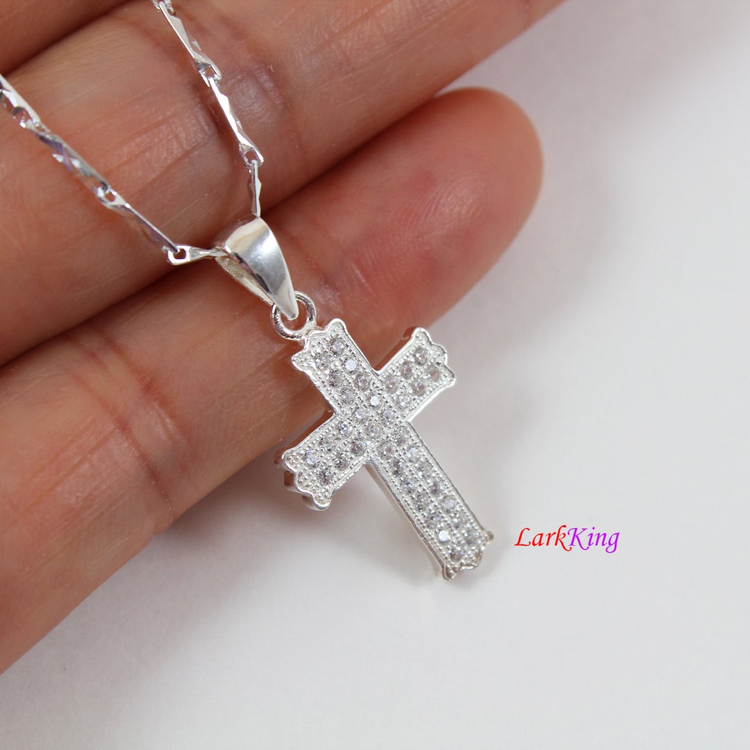 日本未入荷Heiの[sv925] cubic cross necklace Cubic Zirconia Cross Pendant 925 Sterling Silver, Gemstone