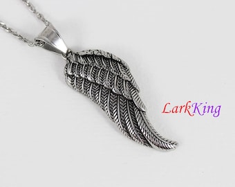 Stainless steel wing necklace, bird necklace, nature necklace, angel wing necklace, feather necklace, girls necklace, Larkking NE7120