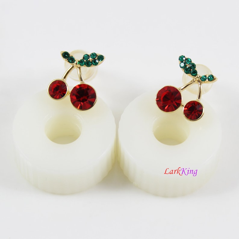 LK15008 earrings for women,round CZ earrings cherry stud earrings Ruby CZ cherry stud earrings 14 K gold filled sterling silver earrings