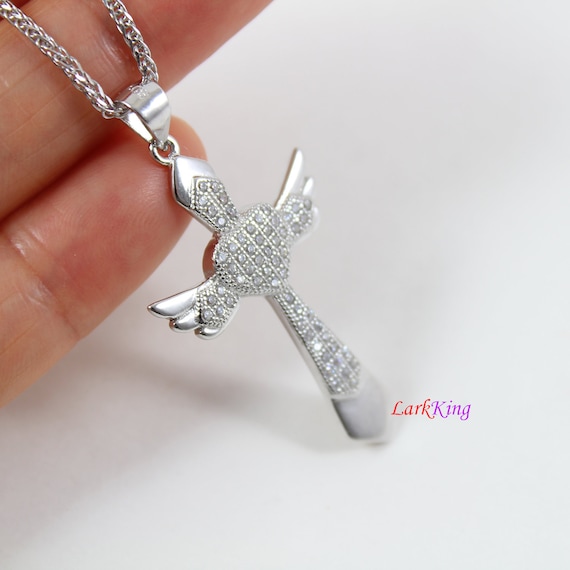 Big silver cross necklace best sale