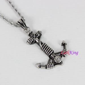 Stainless steel rope anchor necklace, cross anchor pendant, sailor necklace, friendship necklace, boys anchor, sailing gift, Larkking NE7109
