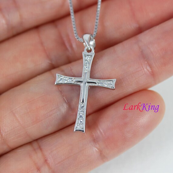 Sterling Silver Cross Necklace Double 