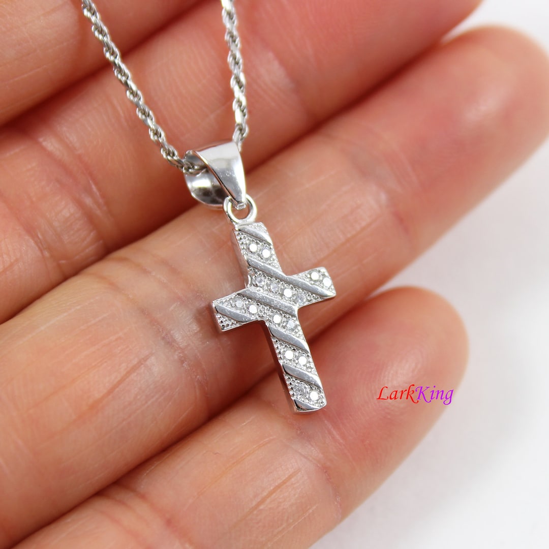 Sterling Silver Cross Necklace, Thick Cross Necklace, Unique