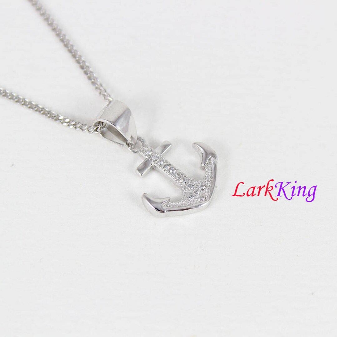 Sterling Silver Cross Anchor Necklace, Sailor Necklace, Hooked