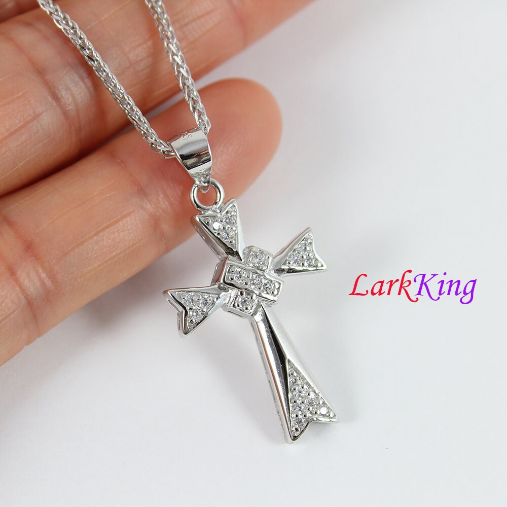 ネックレス・チョーカー emanuele bicocchi NEW DOUBLE CROSS NECKLACE (DGNCC3 SILVER) Silver Medium Cross Necklace by Emanuele Bicocchi on Sale