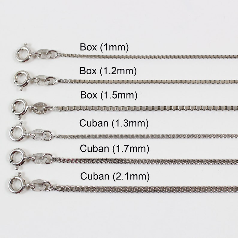 925 sterling silver necklace chain, chain necklace, silver necklace for women, chain for men, Rope, Figaro, Box chain, Spiga, Cuban chain image 4