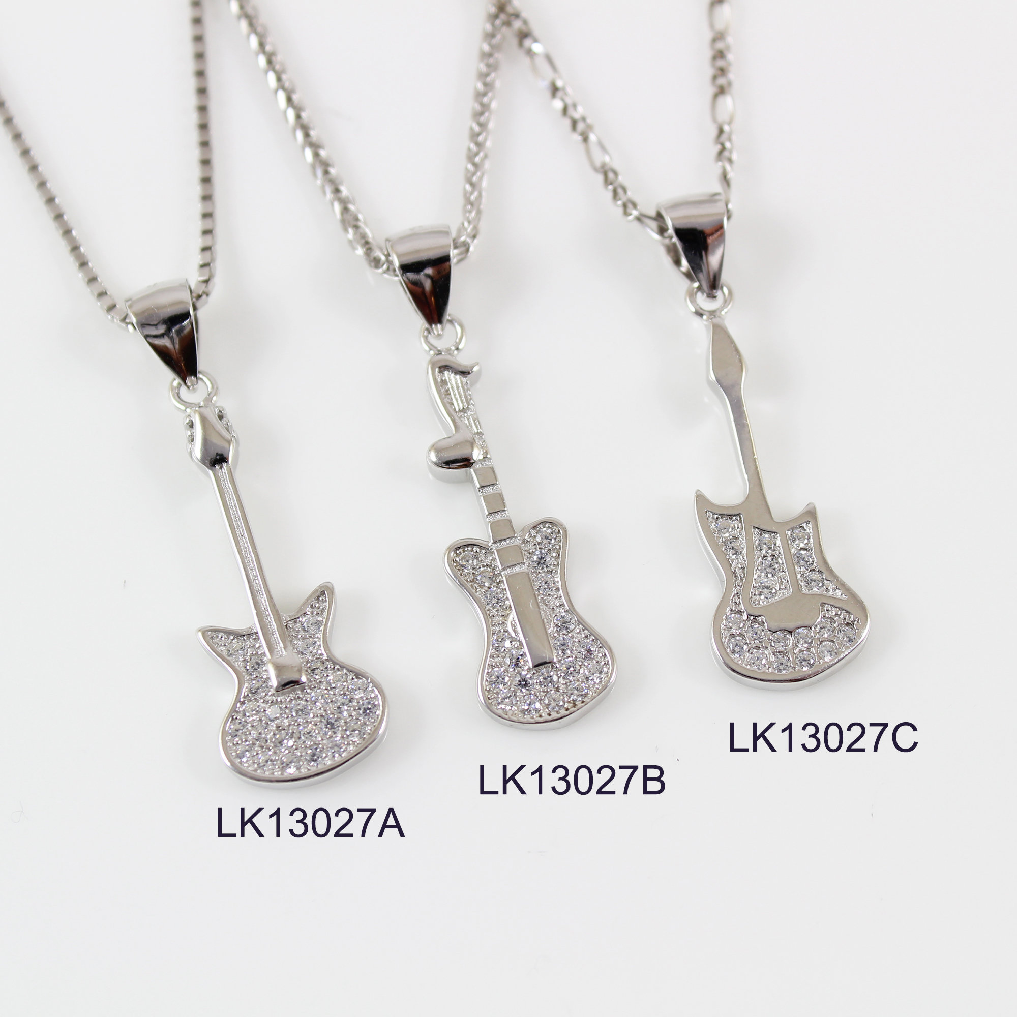 Sterling Silver Guitar Necklace Silver 
