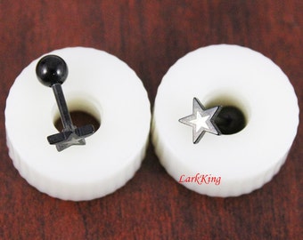 Tiny star stud earrings; black and white star studs; girl star stud earrings; cute star studs; unique stud earrings, women earrings, SE3045