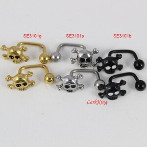 Tiny skull stud earrings; cute skull studs; small skull studs; black stud earrings; gold stud earrings; unique studs; skull earrings, SE3101