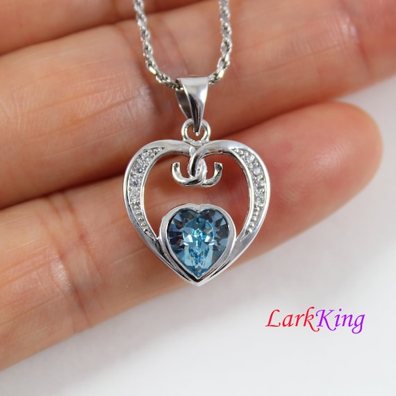 Buy Heart & Stars Necklace, Blue Swarovski Crystal Heart Pendant, Space and  Astronomy Jewelry Gift, Love Necklace for Girlfriend and Wife Online in  India - Etsy