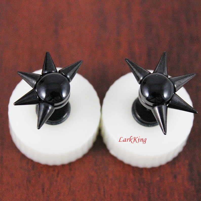 Black Agate & Diamond Spike Stud Earring