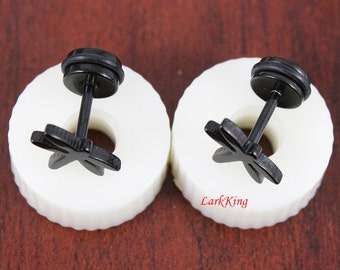 Dragonfly stud earrings; black stud earrings, black earrings, insect stud earrings, cute stud earrings; surgical steel studs,  SE3035