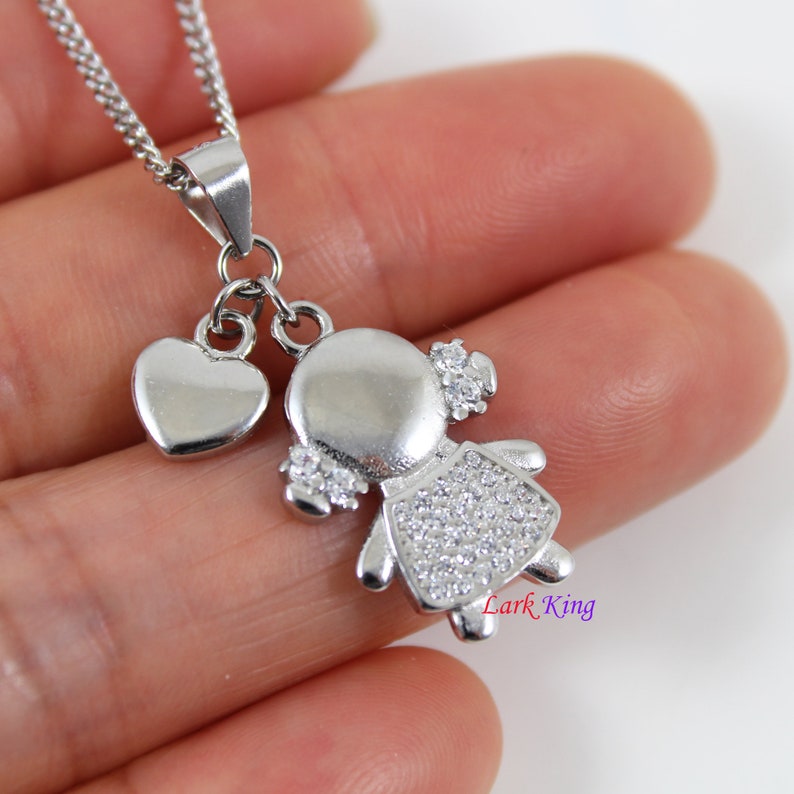 Sterling Silver Little Girl Charm Necklace Silver Girl and Etsy