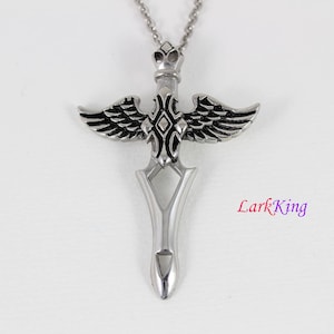 Large stainless steel cross necklace, St. Michael necklace, wings cross, sword cross, wings necklace, bird necklace,necklace for men, NE5074