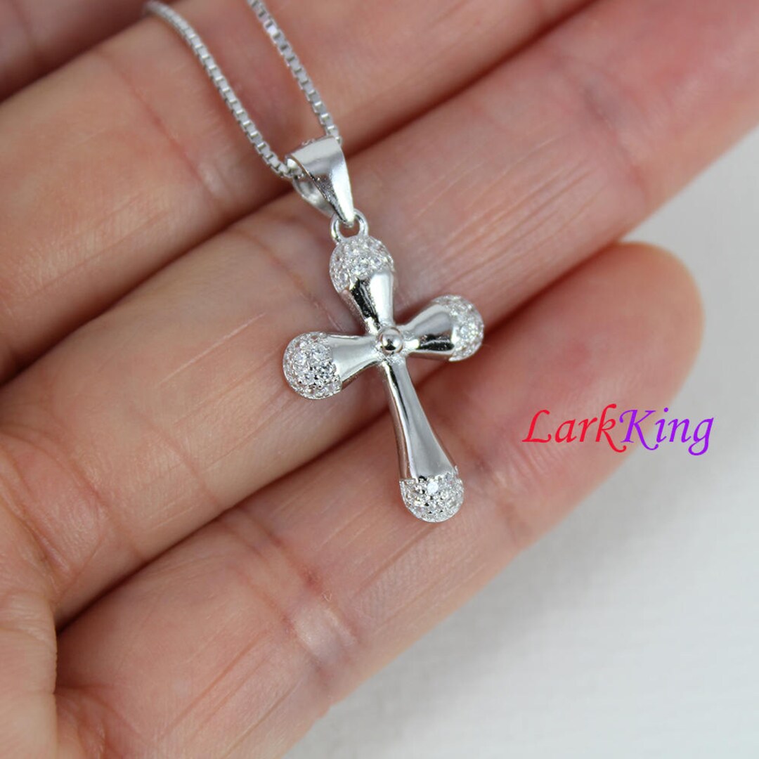 Sterling Silver Small Cross Necklace, Cross Necklace, Girl Cross
