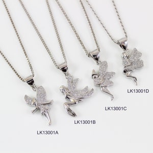 Sterling silver fairy necklace, thick silver fairy pendant, unique silver fairy charm, silver fairy necklace for girls, fairy gift, LK13001