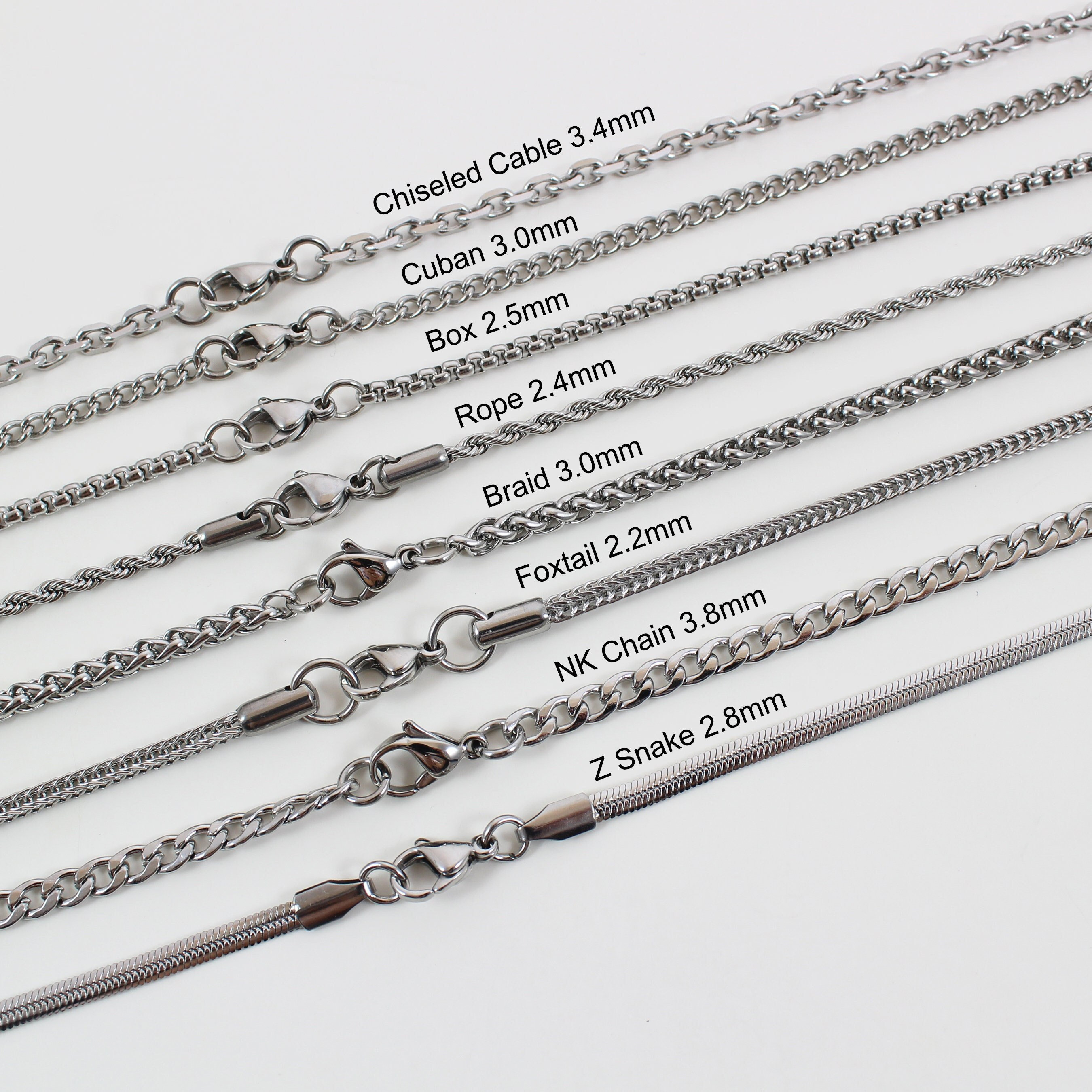 Spiga Vs Rope Chain Stainless Steel Necklace Chains, Chains for Pendants, Rope, Box, Cuban ...