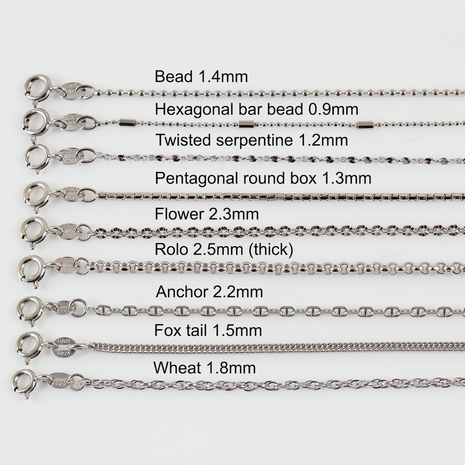 Sterling Silver Necklace Chain Chain Necklace Silver Etsy