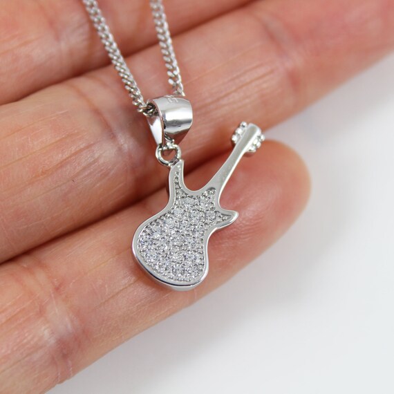 Guitar pendant shop silver