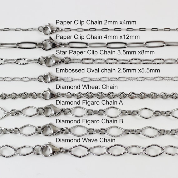 Stainless Steel Chain Necklace, Assorted Necklace Chains, Necklace Chain  for Women, Necklace for Men, Paper Clip Chains, Unique Necklace 