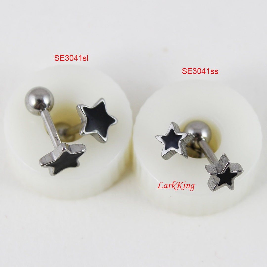 Tiny Star Stud Earrings; Star Earrings; Black Earrings