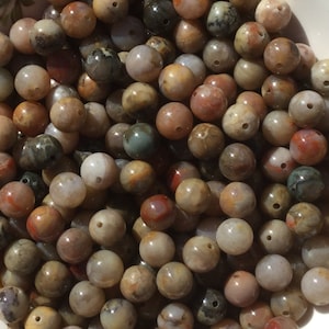 Dinosaur Beads, 8 mm Coprolite Beads, Fossilized Organic Food Remains, Unique Colorful Fossil Beads, Fossilized Dinosaur Poop,Stone Beads