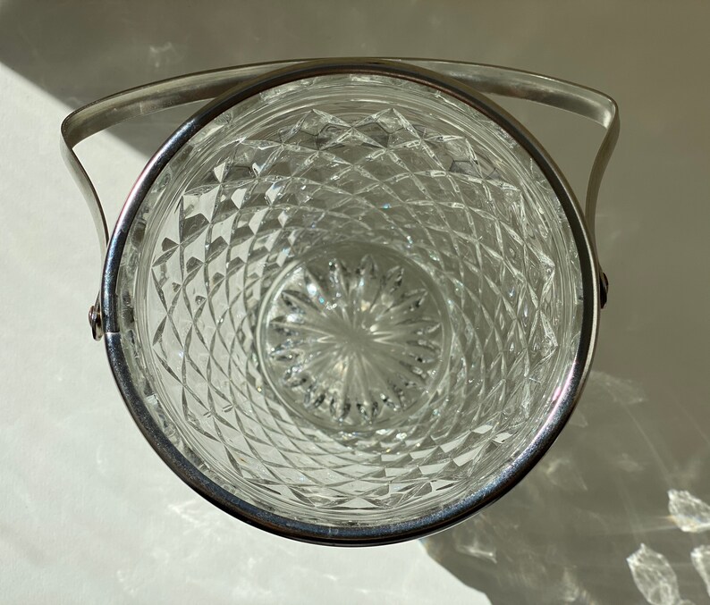 Vintage Ice Bucket Glass Ice Bucket Crystal Ice Bucket Silver Etsy