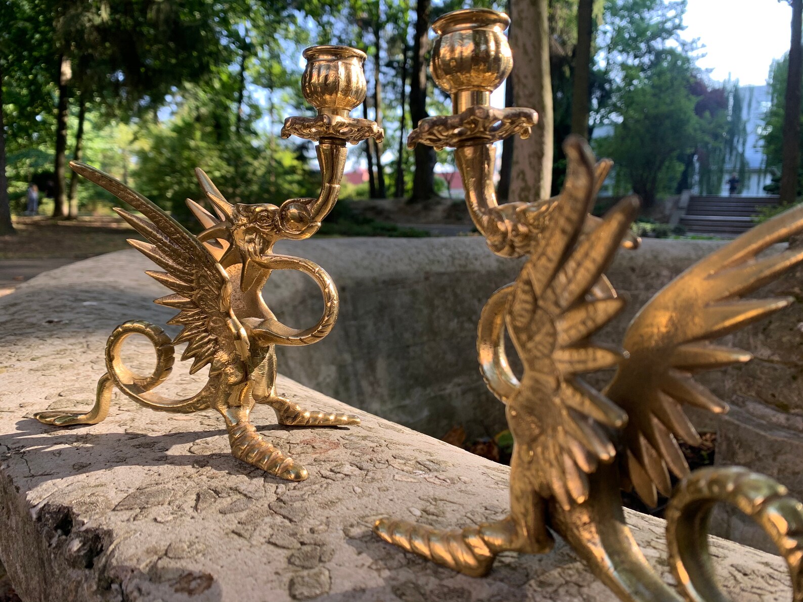 Cast brass dragon candle holders fireplace decor Etsy