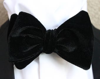 The James Bond handmade  Black Velvet self tie or pre tied adjustable Bow Tie from Spero Accessories