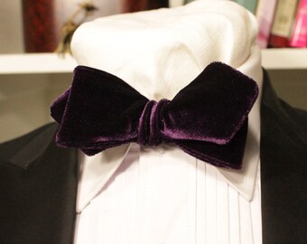 The "Jack Nicholson" Purple Velvet diamond Handmade Self Tie Pre Tied adjustable Bow Tie from spero accessories suit accessory men tuxedo