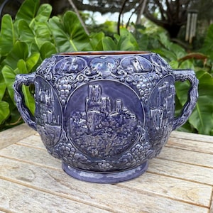 Large Ceramic 3D High Relief Plant Pot with Handles Several Different Unique Castle Designs for the Architectural Medieval Enthusiast