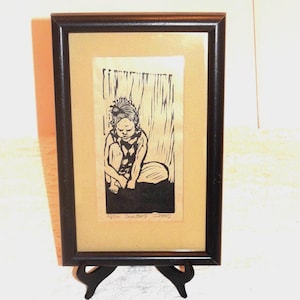 Titled Scientist 1 Art Work By C. Staab Mid Century Etching or Woodblock Artwork Woodblock Print  Etching Signed titled and numbered 26/200