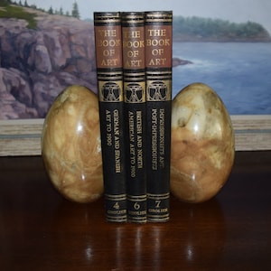Pair Of Large Eggs Marble Egg Shaped 1960s Egg Shaped Vintage Marbled Bookends - A Pair