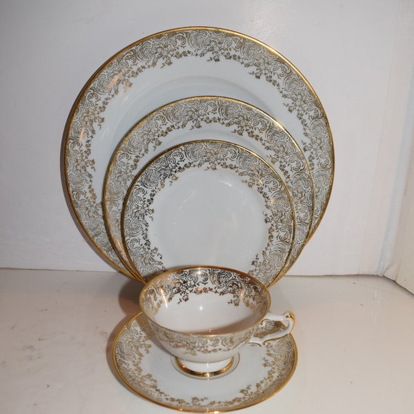 Royal Roslyn Germany 22K Gold Bridal Fine Bone China Dinnerware Wedding Tableware Bride & Groom Place Setting Pieces SOLD SEPARATELY