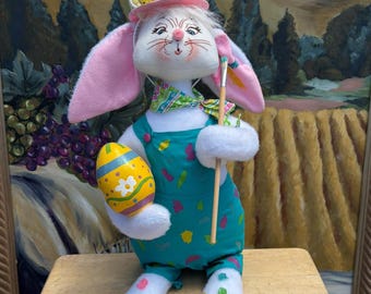 Annalee Painter Bunny Doll Artist Easter Bunny Rabbit 20" Easter Egg Painter Brush an Annalee Easter Artist Bunny Doll Wired Doll