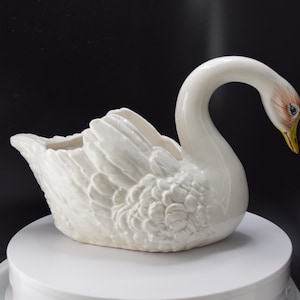 Italian White Swan Marked Neiman Marcus Made in Italy &quot;K362&quot; White Centerpiece Duck Bowl Ceramic Centerpiece or Planter 7&quot; tall, 11&quot;long