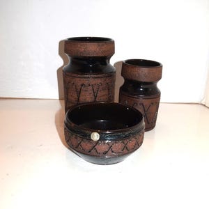 Eke Bjeren Chamotte Mid-century Gabriel Sweden Design Art Pottery Scandinavian Stoneware Glazed Black Brown Textured Vases SOLD SEPARATELY