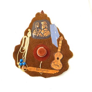 Uruguay Souvenir Momento Collage Wall Décor, Folk Art South America Memorabilia