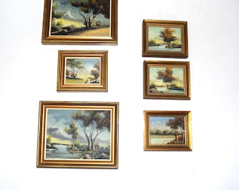 Popular Mini Trees Oil Art 3 Miniature Landscape Oil Painting  Made in Spain Miniature Art Landscape Oil Paintings 70's SOLD INDIVIDUALLY